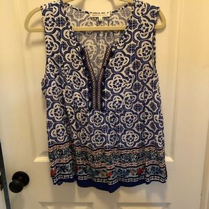 Daniel Rainn Floral sleeveless boho blouse XL